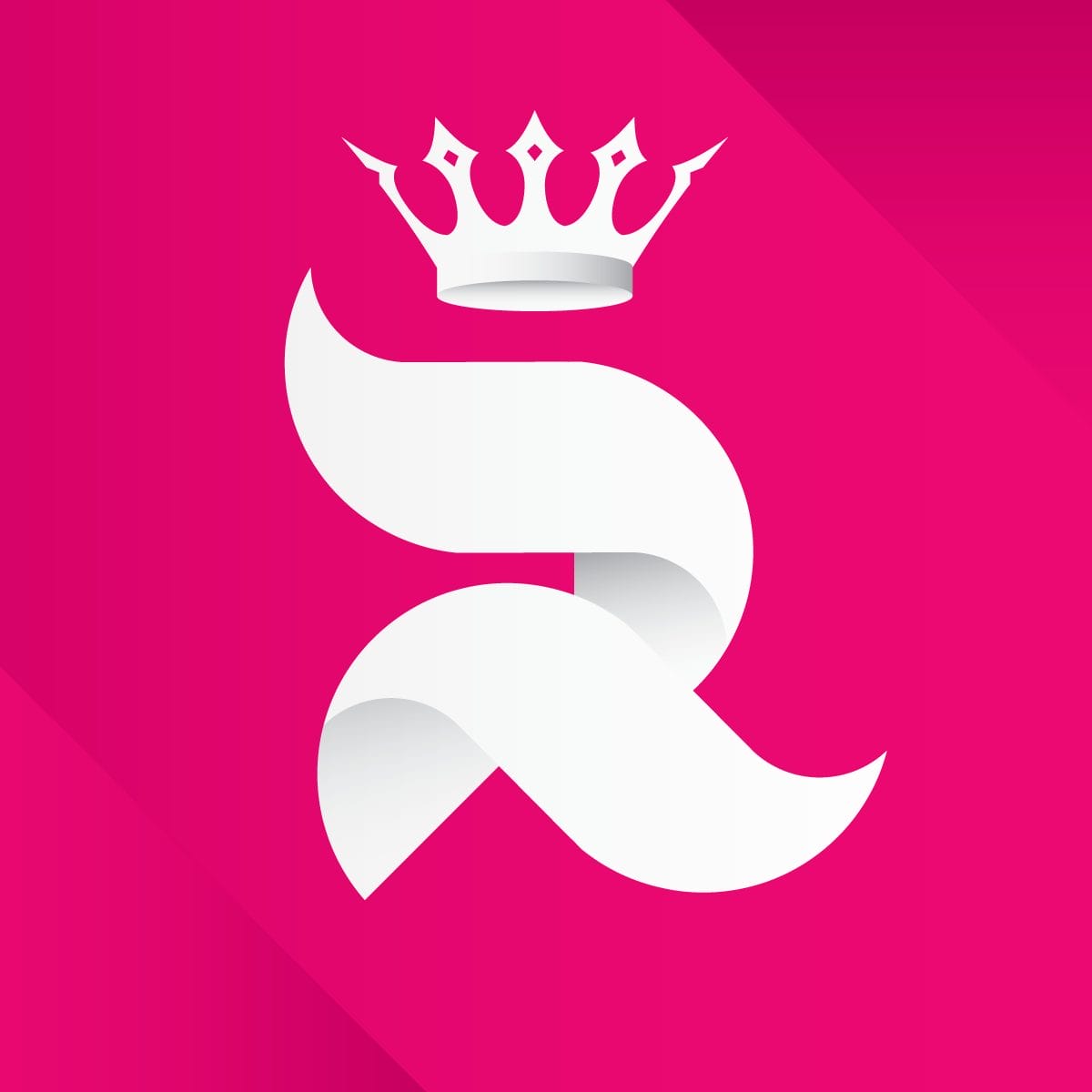 White ribbon with crown on pink background
