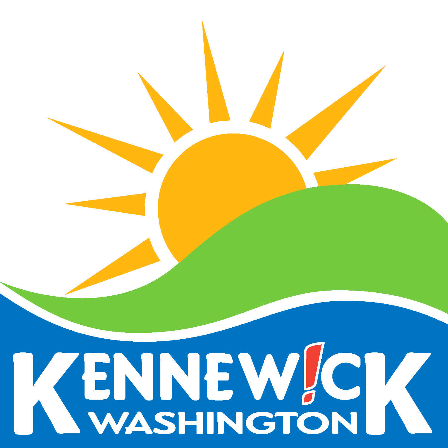 Kennewick Washington logo with sun and waves