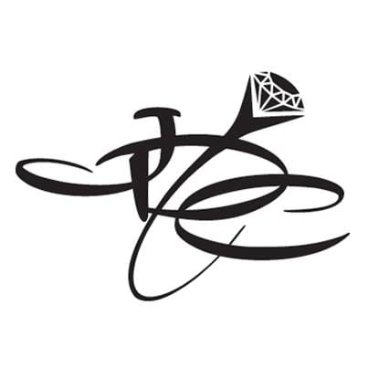 Abstract calligraphy with diamond accent