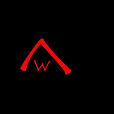 Red abstract symbol on black background